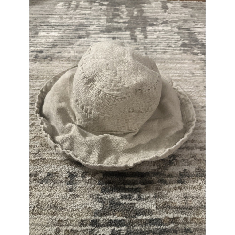 Scala Collezione Off White Canvas Bucket Beach Sun Hat Floppy Cotton One Size